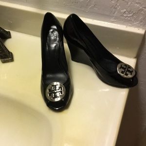 Tory Burch patent leather wedges